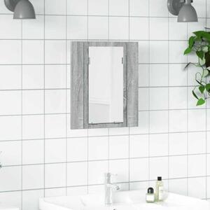 Szafka łazienkowa z lustrem i LED, szary dąb sonoma 40x12x45 cm