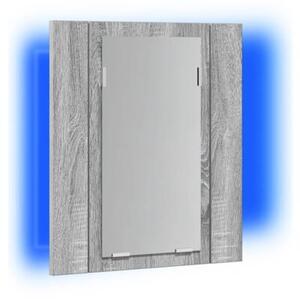 Szafka łazienkowa z lustrem i LED, szary dąb sonoma 40x12x45 cm