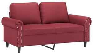 Sofa 2-os. z poduszkami, winna czerwieÅ, 120 cm, sztuczna skÃ³ra