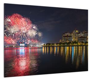Obraz fajerwerków w Singapurze (70x50 cm)