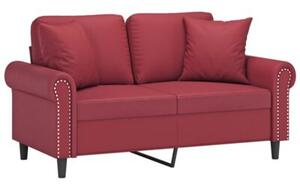 Sofa 2-os. z poduszkami, winna czerwieÅ, 120 cm, sztuczna skÃ³ra