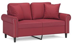 Sofa 2-os. z poduszkami, winna czerwieÅ, 120 cm, sztuczna skÃ³ra