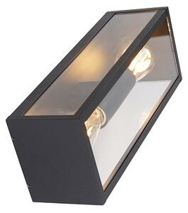 Industrialna lampa ścienna czarna 38 cm 2-światłowa IP44 - Charlois
