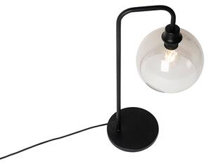 Nowoczesna lampa stołowa czarna z kloszem w kolorze dymu - Maly