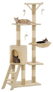 Drapak dla kota z sizalowymi słupkami, 138 cm, beżowy