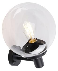 Zewnętrzna lampa ścienna czarna z plastikową kulą IP44 ze stali nierdzewnej - Sfera