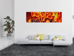 Obraz płonących węgli (170x50 cm)