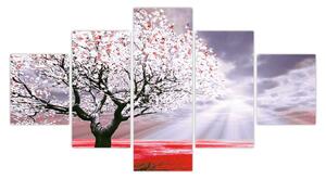 Czerwony obraz drzewa (125x70 cm)