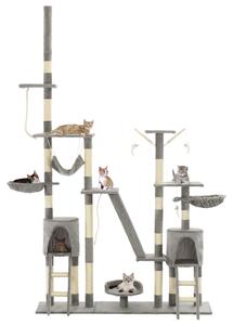 Drapak dla kota z sizalowymi słupkami, 230-250 cm, szary