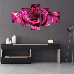 Obraz różowego kwiatu róży (125x70 cm)