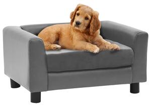 Sofa dla psa, szara, 60x43x30 cm, plusz i sztuczna skóra