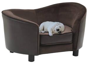 Sofa dla psa, brązowa, 69x49x40 cm, plusz i sztuczna skóra