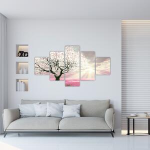 Obraz różowego drzewa (125x70 cm)