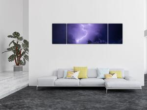 Obraz - fioletowe niebo i błyskawica (170x50 cm)