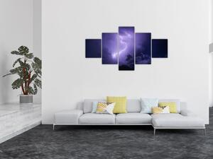 Obraz - fioletowe niebo i błyskawica (125x70 cm)