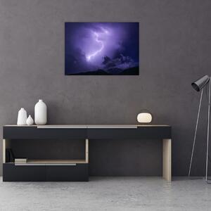 Obraz - fioletowe niebo i błyskawica (70x50 cm)