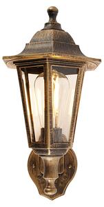 Klasyczna lampa ścienna zewnętrzna antyczne złoto z czujnikiem ruchu - New Haven