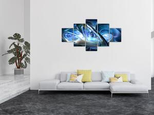 Obraz niebieskich fraktali (125x70 cm)