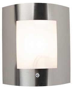 Lampa ścienna zewnętrzna stal IP44 czujnik zmierzchu - Emmerald