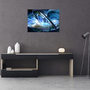 Obraz niebieskich fraktali (70x50 cm)