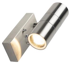 Lampa ścienna zewnętrzna stalowa 2-światłowa IP44 z czujnikiem zmierzchu - Duo