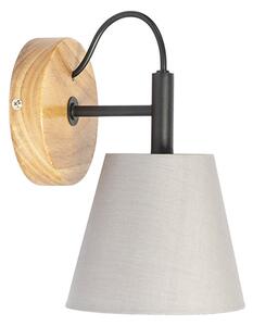 Rustykalna lampa ścienna drewniana z szarym - Cupy
