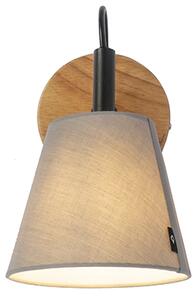 Rustykalna lampa ścienna drewniana z szarym - Cupy