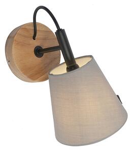 Rustykalna lampa ścienna drewniana z szarym - Cupy