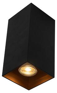 Designerska kwadratowa lampa ścienna czarna ze złotym wnętrzem - Sab