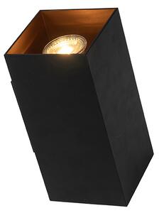 Designerska kwadratowa lampa ścienna czarna ze złotym wnętrzem - Sab