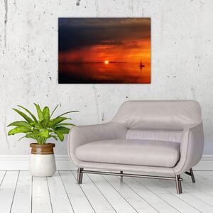Obraz zachodu słońca z żaglówką (70x50 cm)