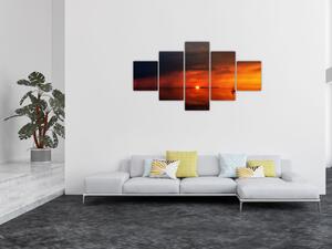 Obraz zachodu słońca z żaglówką (125x70 cm)