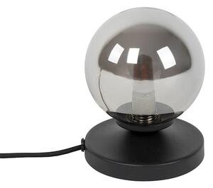 Nowoczesna lampa stołowa czarna z dymionym szkłem - Athens