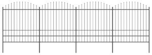 Panele ogrodzeniowe z grotami, stal, (1,75-2) x 6,8 m, czarne