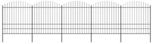 Panele ogrodzeniowe z grotami, stal, (1,75-2) x 8,5 m, czarne