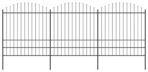 Panele ogrodzeniowe z grotami, stal, (1,75-2) x 5,1 m, czarne