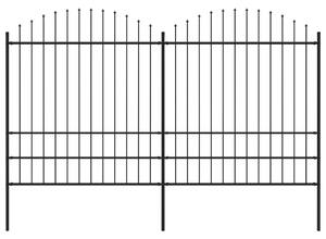 Panele ogrodzeniowe z grotami, stal, (1,75-2) x 3,4 m, czarne