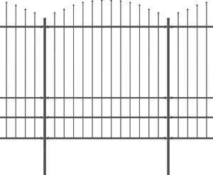 Panele ogrodzeniowe z grotami, stal, (1,75-2) x 17 m, czarne