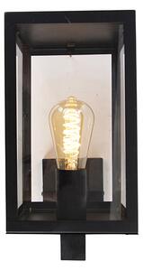 Nowoczesna lampa ścienna zewnętrzna czarna ze szkłem 30 cm - Rotterdam