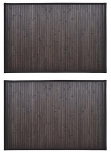 Bambusowe maty łazienkowe, 2 szt., 60 x 90 cm, ciemnobrązowe