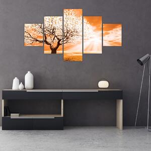 Pomarańczowy obraz drzewa (125x70 cm)