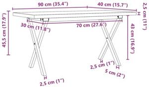 Stolik kawowy z nogami w kształcie litery x, 90x40x45,5 cm