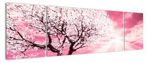 Różowy obraz drzewa (170x50 cm)