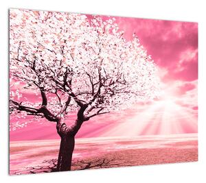 Różowy obraz drzewa (70x50 cm)