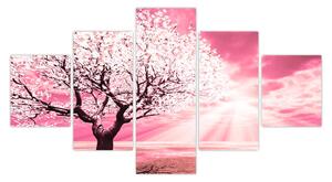 Różowy obraz drzewa (125x70 cm)