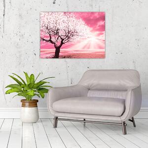 Różowy obraz drzewa (70x50 cm)