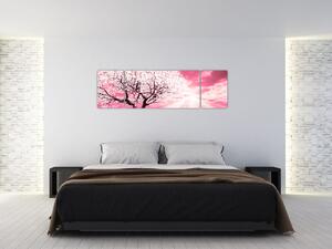 Różowy obraz drzewa (170x50 cm)