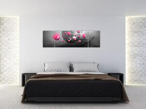 Obraz różowych abstrakcyjnych kul (170x50 cm)
