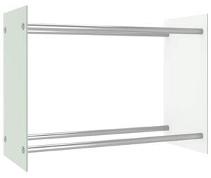 Stojak na drewno opałowe, biały, 80x35x60 cm, szklany