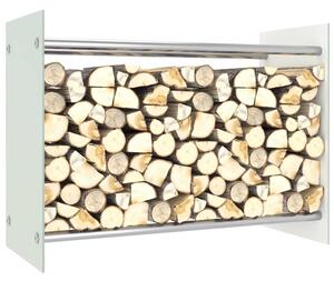 Stojak na drewno opałowe, biały, 80x35x60 cm, szklany